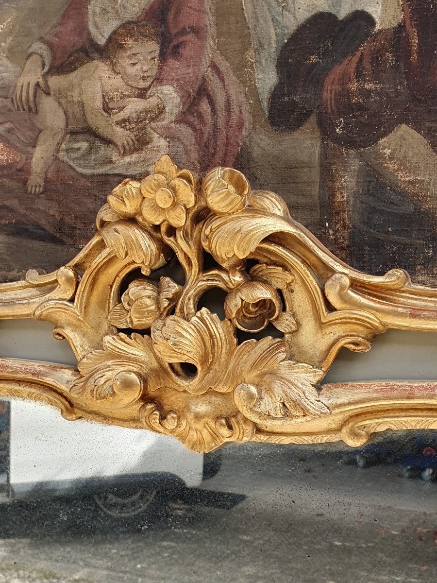 Large Louis XV Trumeau In Lacquered And Gilded Wood-photo-5