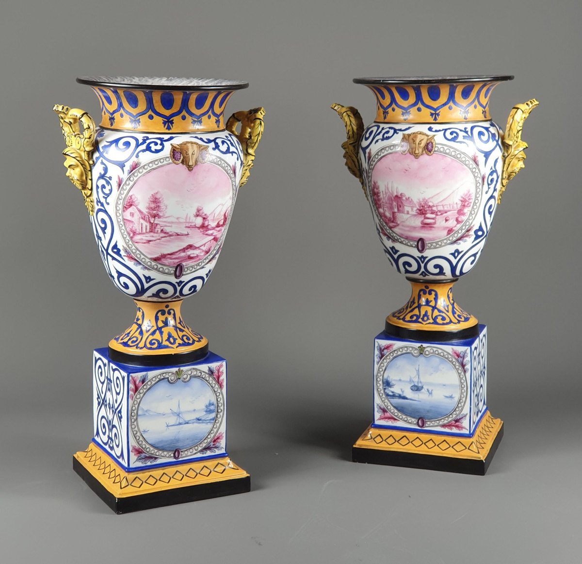 Pair Of Large Paris Porcelain Vases By Jacob Petit-photo-6