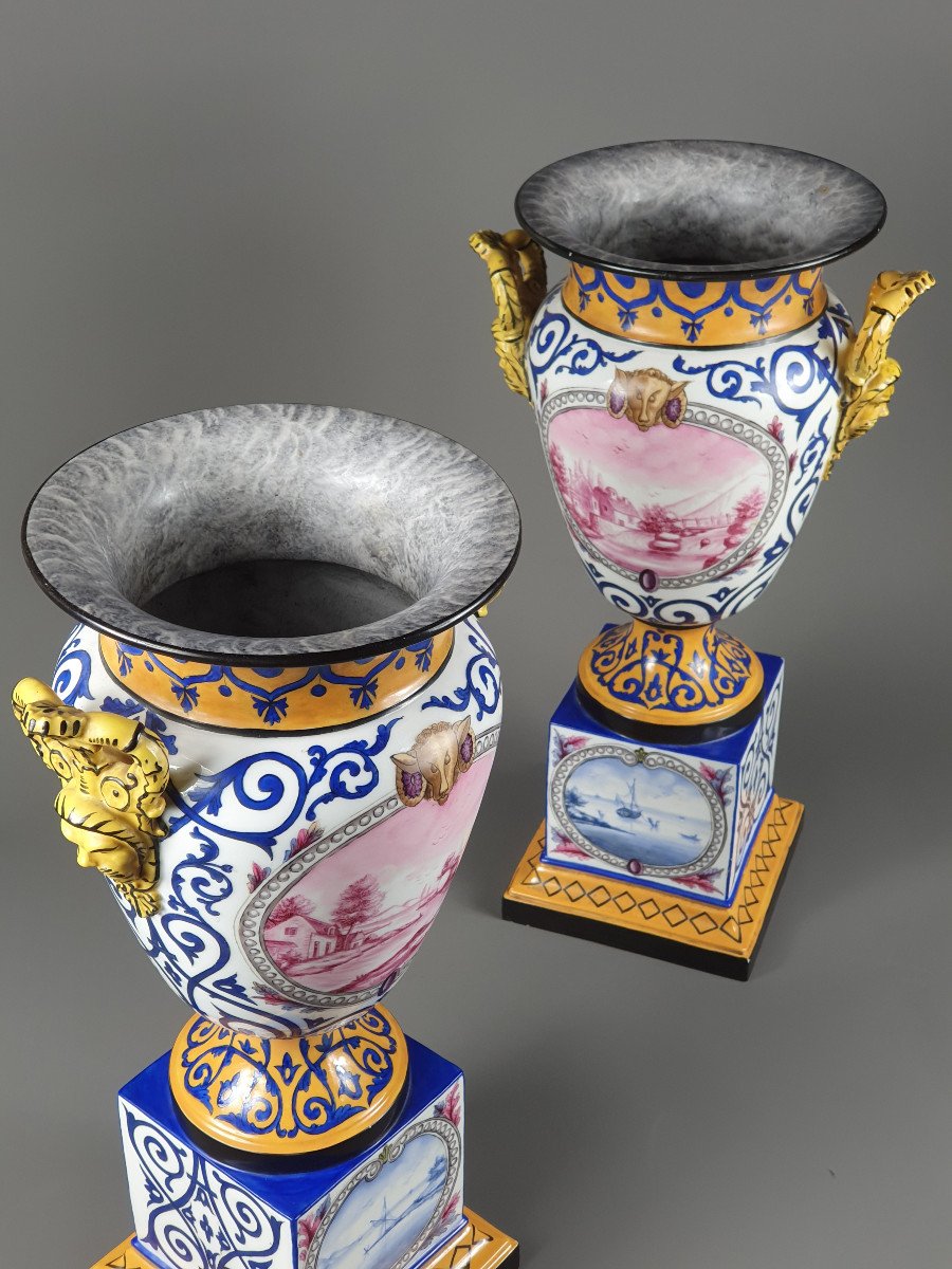 Paire De Grands Vases En Porcelaine De Paris Par Jacob Petit -photo-7