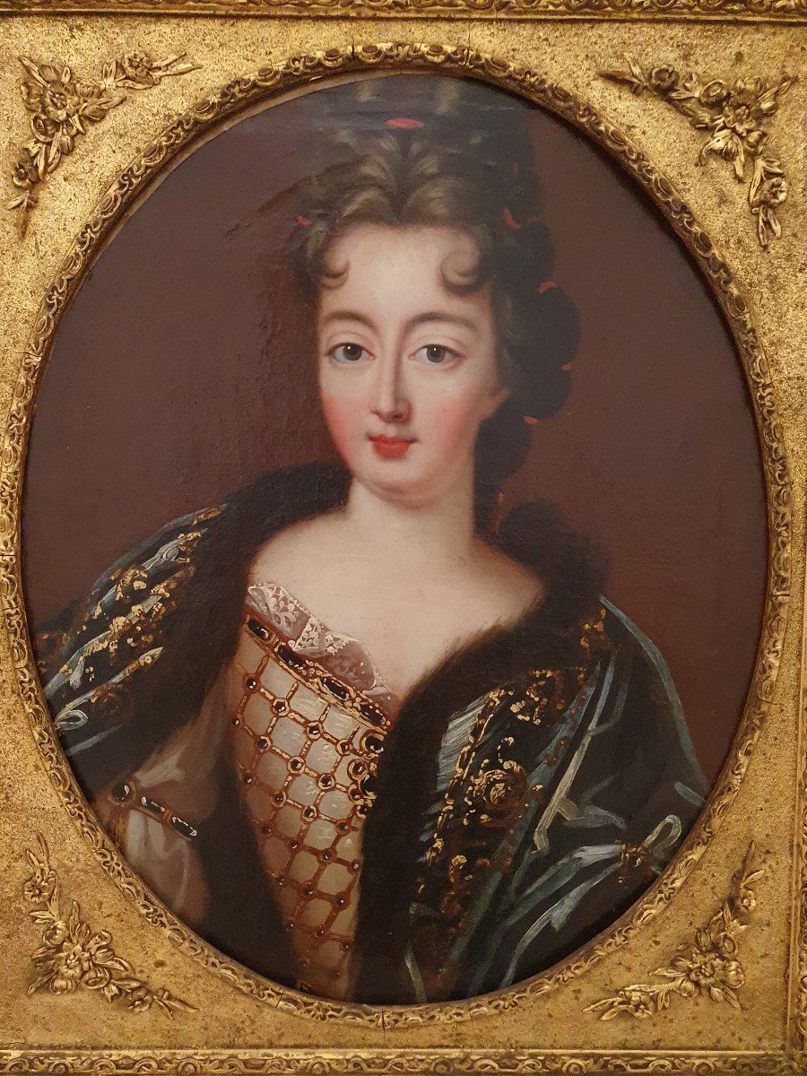 17th Century French School - François De Troy Workshop - Portrait Of Marie-anne De Bourbon-photo-3