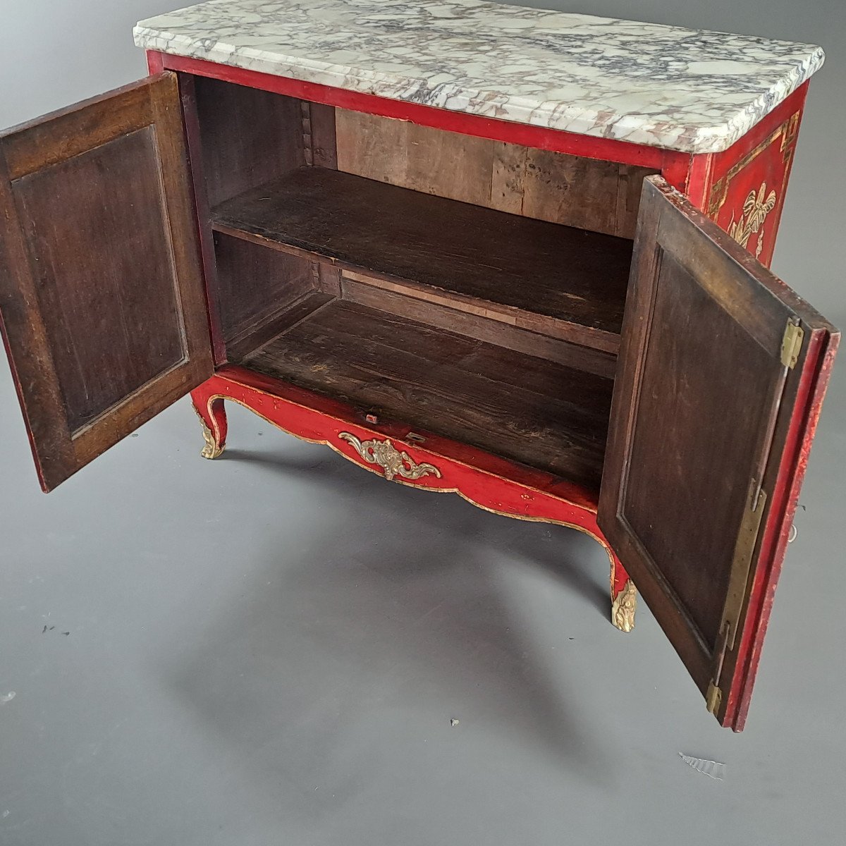 Transition Period Commode In Red And Gold Chinese Lacquer-photo-8