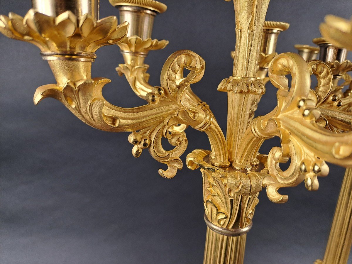 Pair Of Empire Candelabra In Gilt Bronze-photo-1