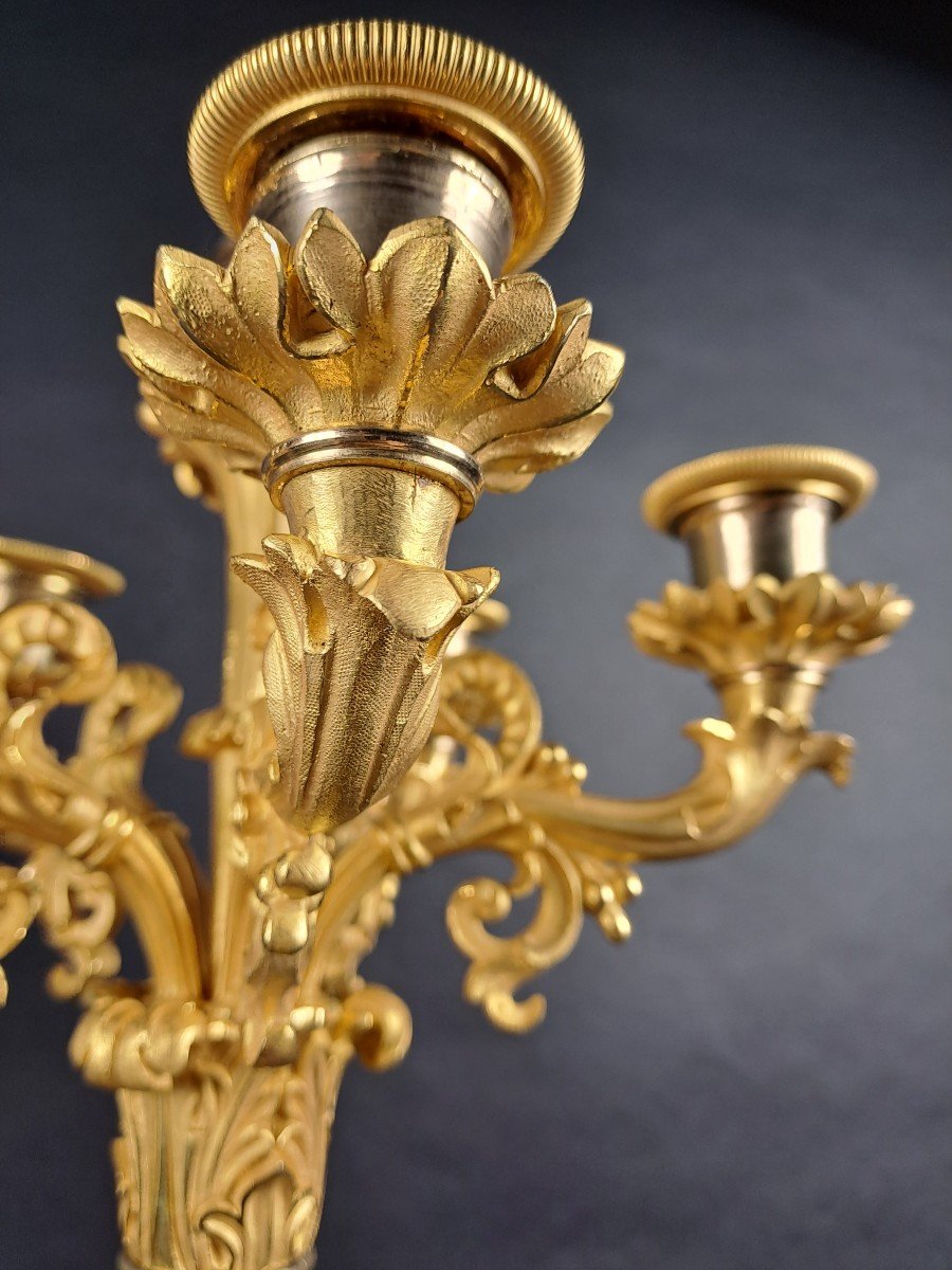 Pair Of Empire Candelabra In Gilt Bronze-photo-4