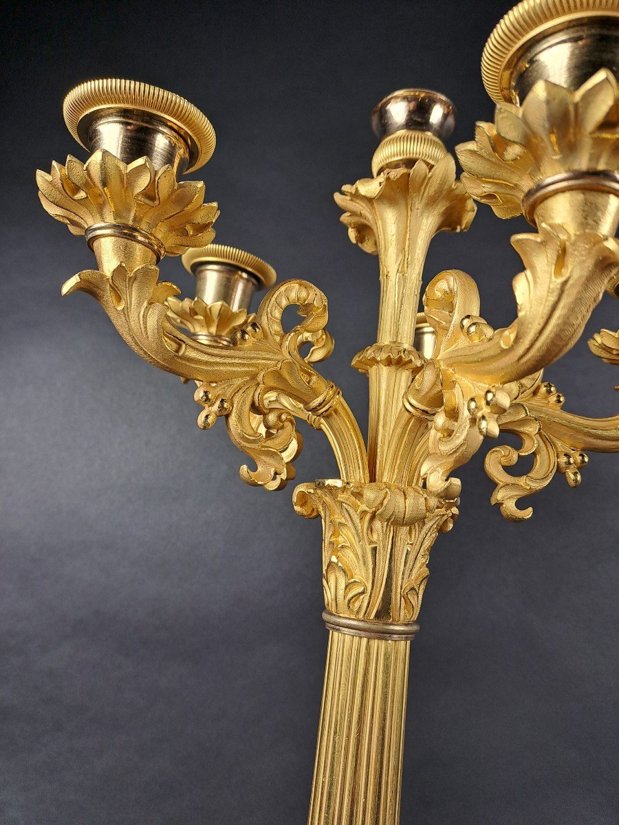 Pair Of Empire Candelabra In Gilt Bronze-photo-5