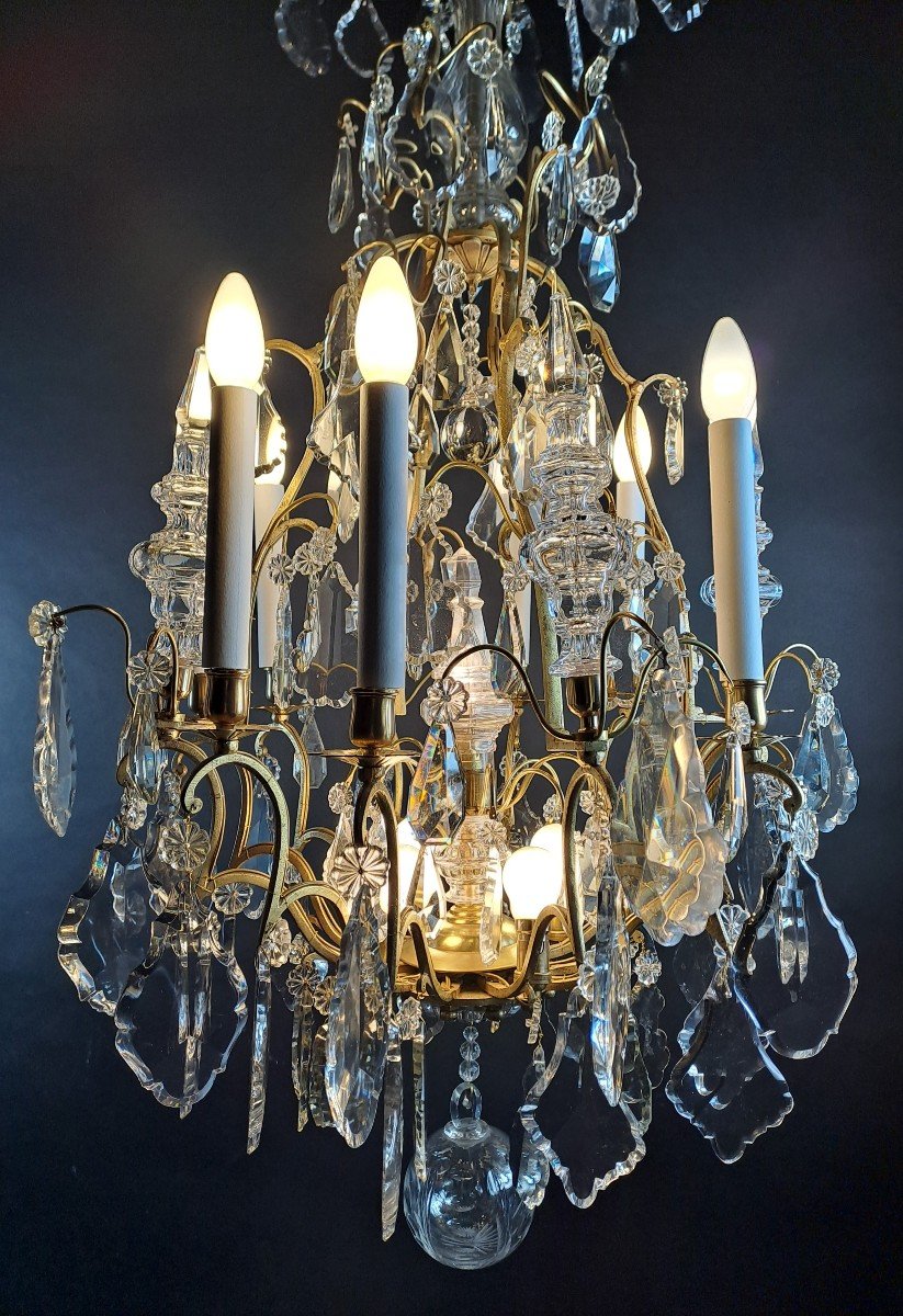 Large Chandelier In Gilt Bronze And Baccarat Crystal-photo-4