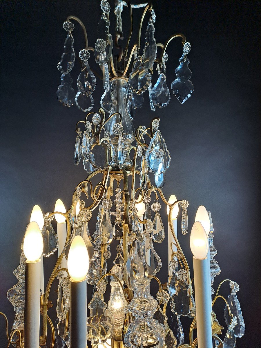 Large Chandelier In Gilt Bronze And Baccarat Crystal-photo-1