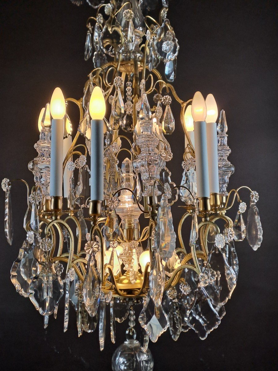 Large Chandelier In Gilt Bronze And Baccarat Crystal-photo-4