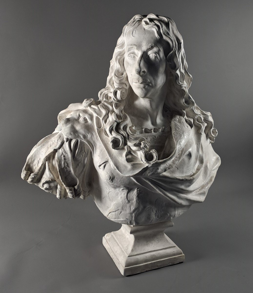 Large Plaster Bust Of Prince De Condé From The 19th Century -photo-2