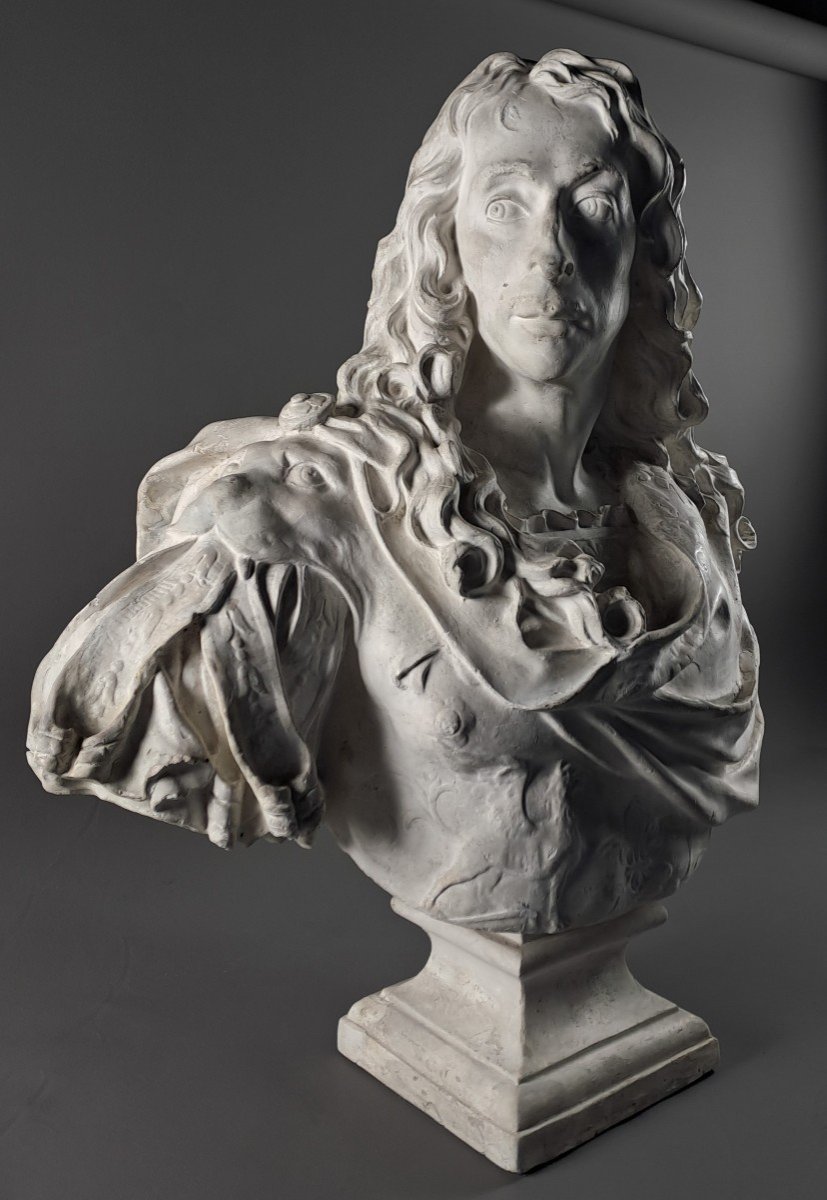 Large Plaster Bust Of Prince De Condé From The 19th Century -photo-3