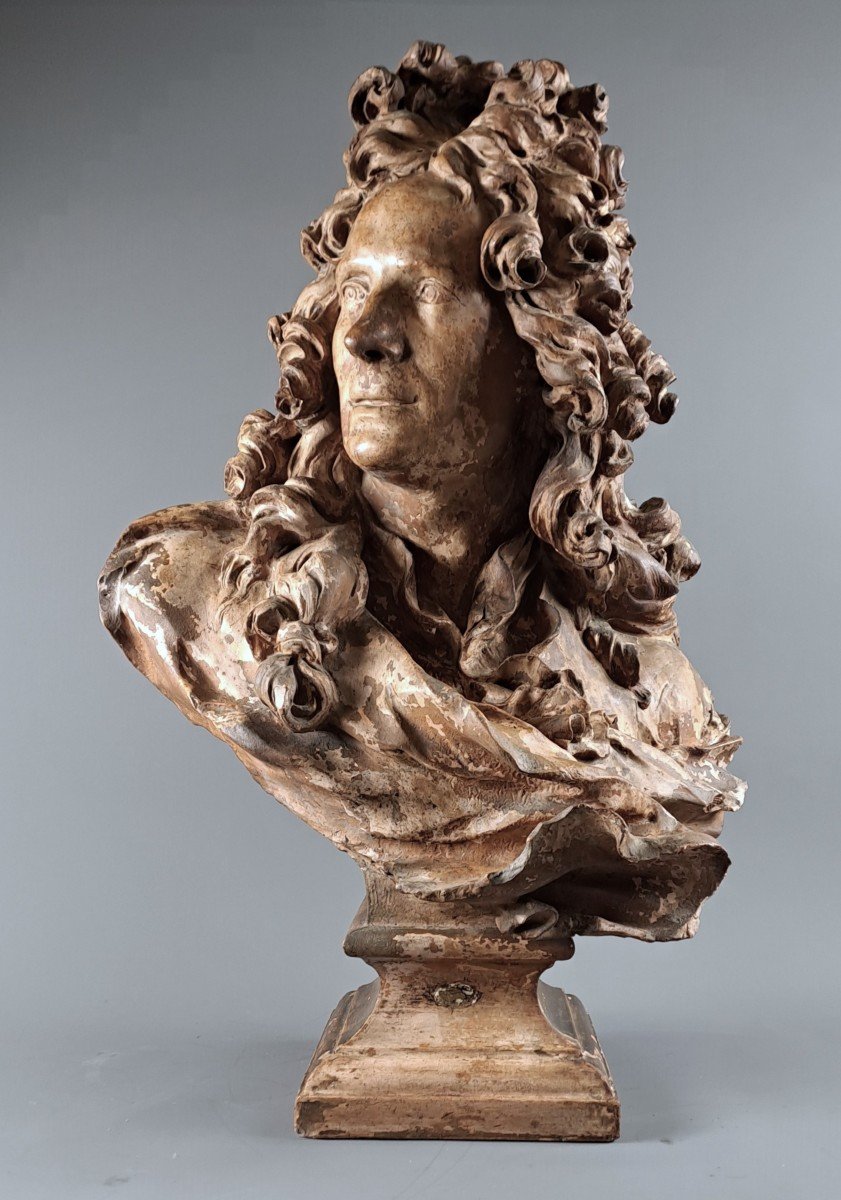 Large Bust Of Corneille Van Cleve In Terracotta After Caffieri Jean-jacques-photo-3