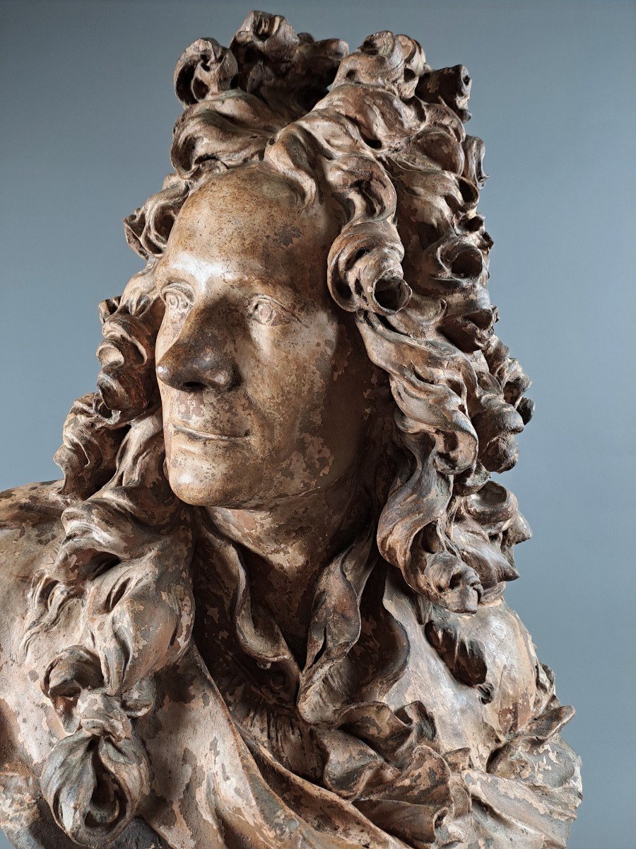 Large Bust Of Corneille Van Cleve In Terracotta After Caffieri Jean-jacques-photo-1