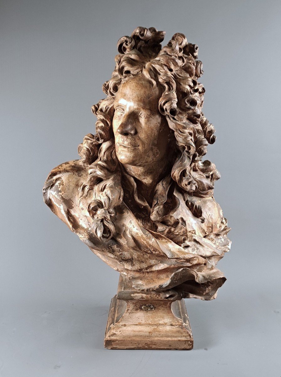 Large Bust Of Corneille Van Cleve In Terracotta After Caffieri Jean-jacques