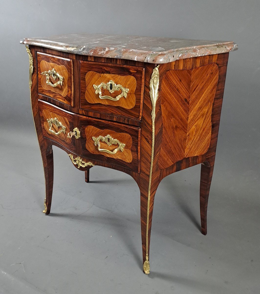 Louis XV Sauteuse Commode In Rosewood Marquetry-photo-4