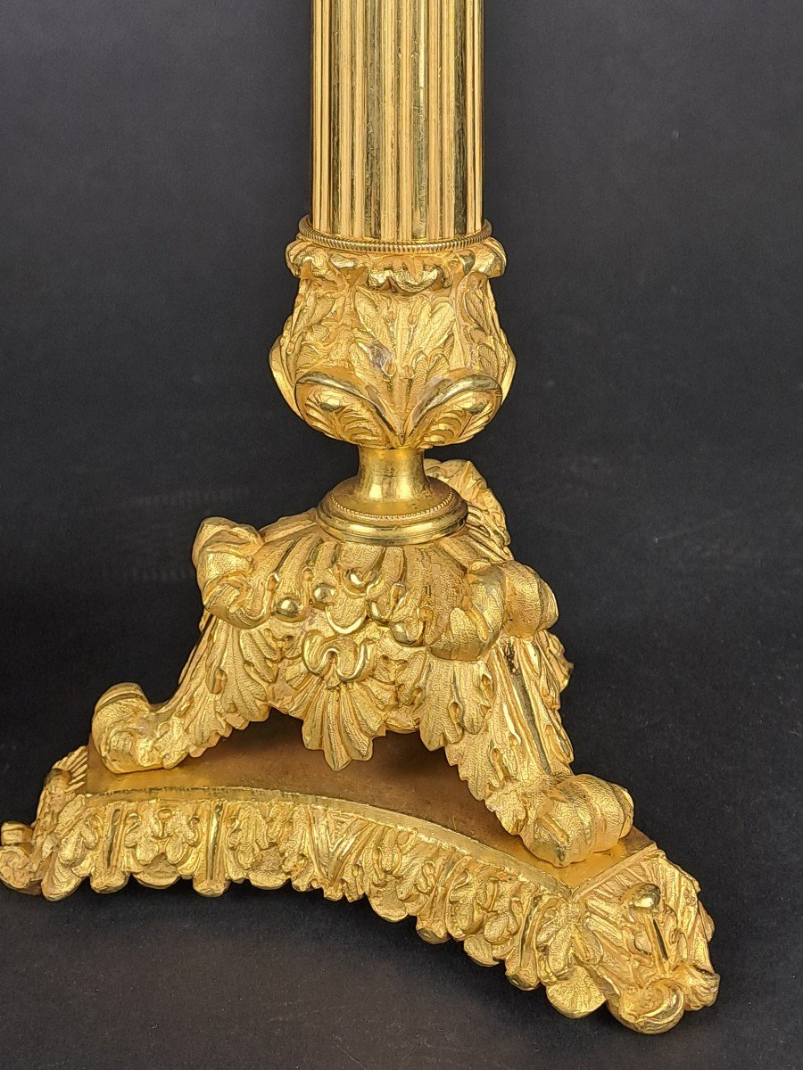 Pair Of Candelabra In Gilt Bronze From The Restoration Period-photo-2