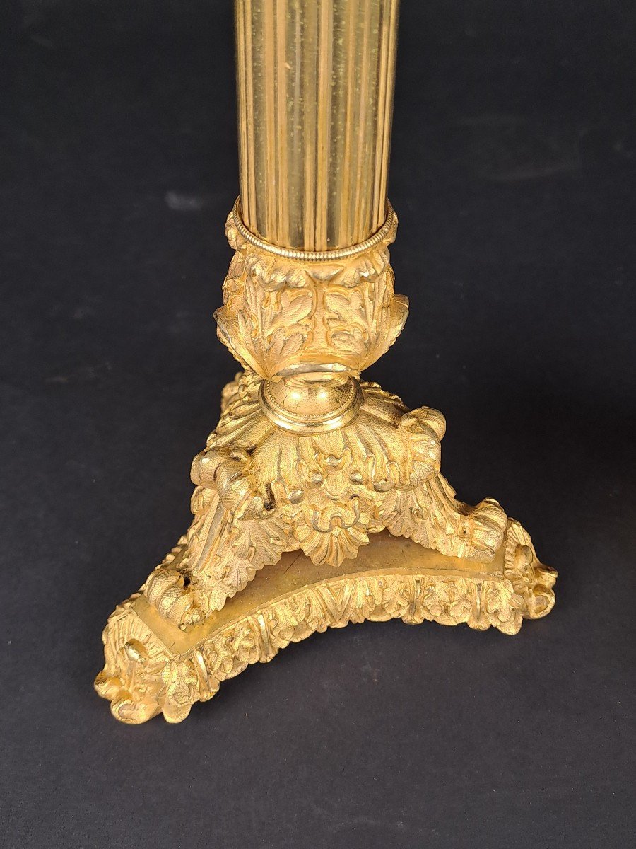 Pair Of Candelabra In Gilt Bronze From The Restoration Period-photo-3