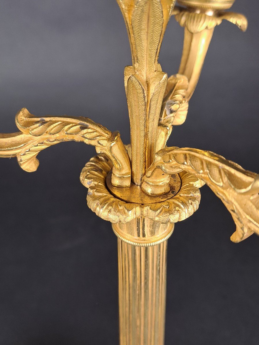 Pair Of Candelabra In Gilt Bronze From The Restoration Period-photo-4