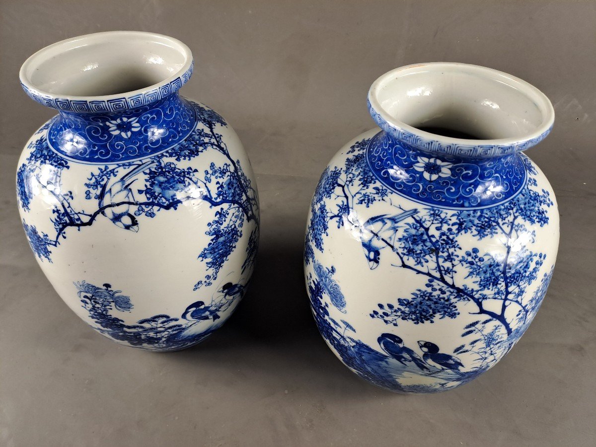 Paire De Vases balustre En Porcelaine Du Japon-photo-6