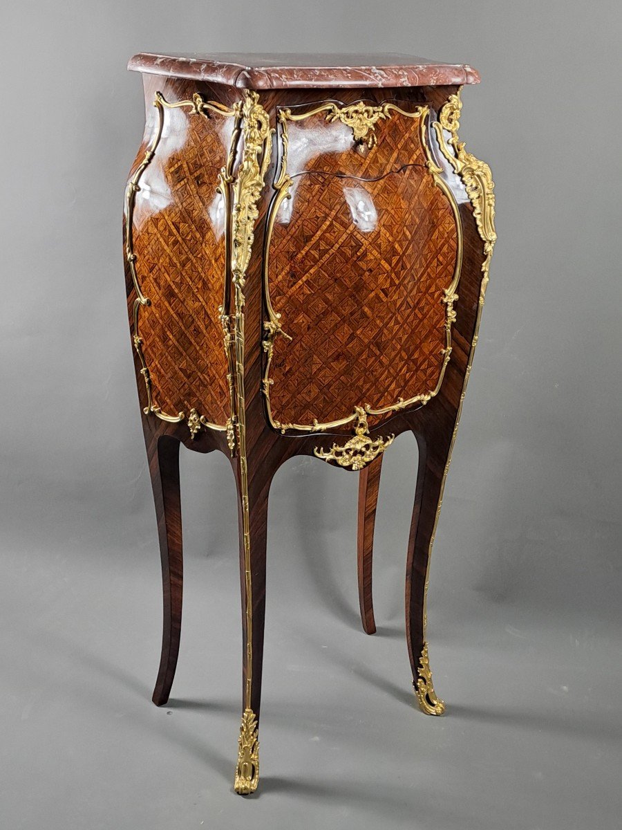 Meuble d'Appui De Style Louis XV En Marquèterie Et Bronze Doré-photo-3