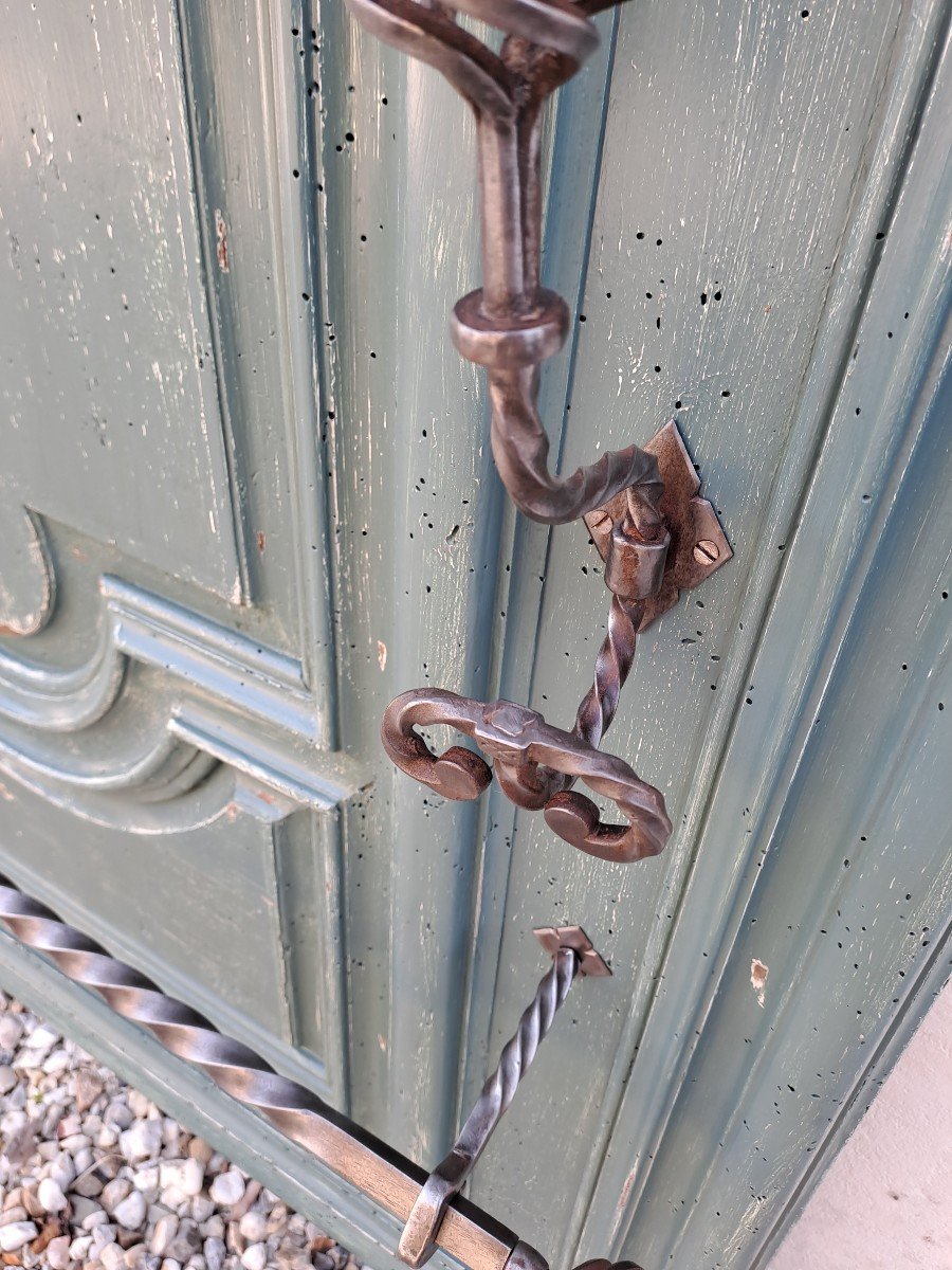 Louis XIV Coat Rack In Lacquered Wood And Wrought Iron -photo-2