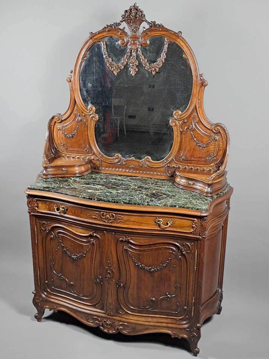 Rocaille Bedroom Furniture In Carved Walnut Stamped Bardié In Bordeaux-photo-3