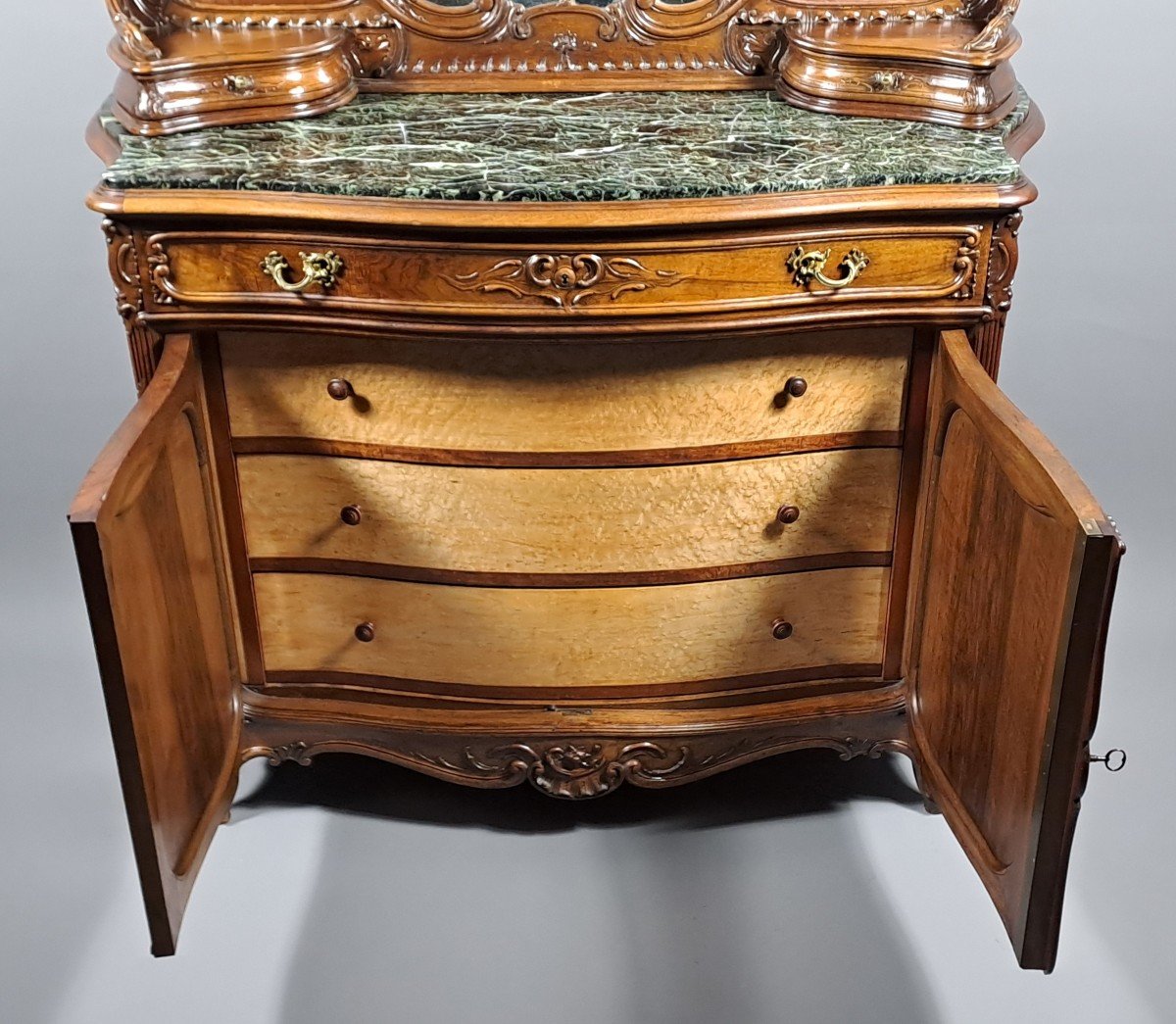 Rocaille Bedroom Furniture In Carved Walnut Stamped Bardié In Bordeaux-photo-4