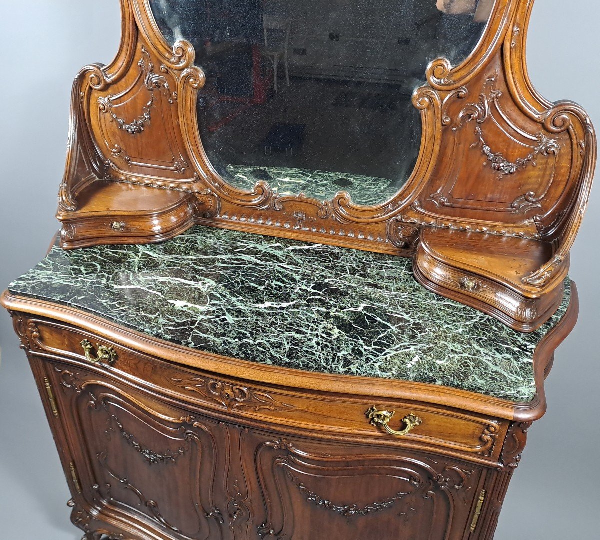 Rocaille Bedroom Furniture In Carved Walnut Stamped Bardié In Bordeaux-photo-5