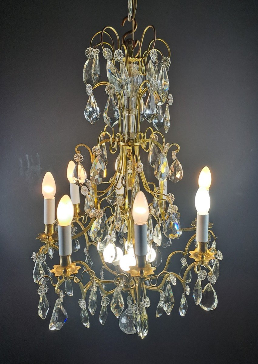 Crystal And Gilt Bronze Cage Chandelier-photo-2