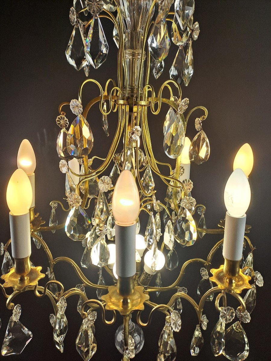 Crystal And Gilt Bronze Cage Chandelier-photo-4