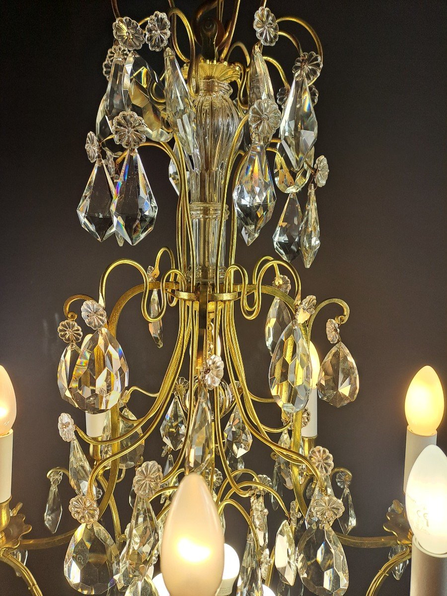 Crystal And Gilt Bronze Cage Chandelier-photo-1