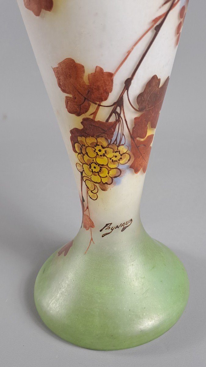 Art Nouveau Vase Decorated With Sauternes Vine Branches Signed Jean-simon Peynaud-photo-2