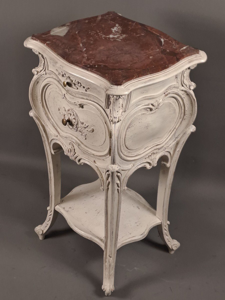 Louis XV Style Rocaille Side Table In Carved And Patinated Walnut-photo-3