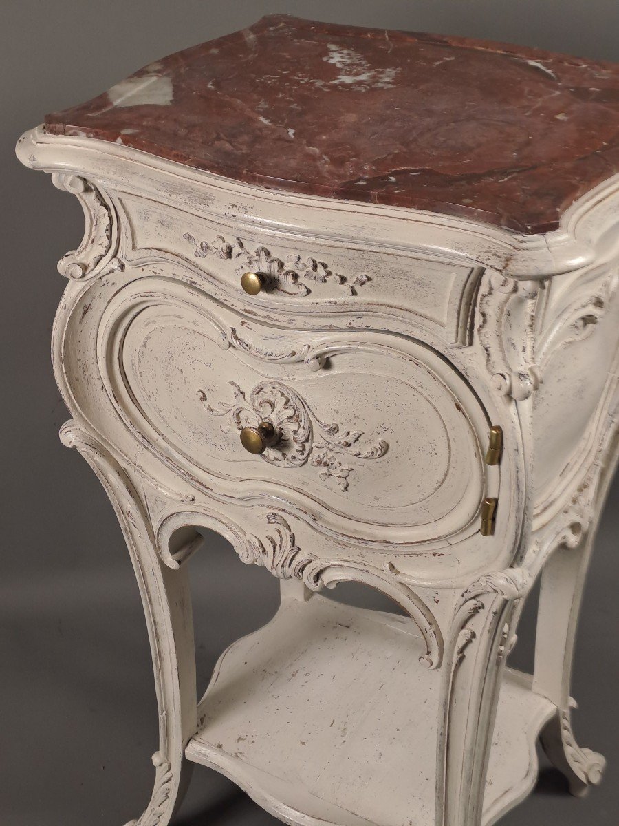 Louis XV Style Rocaille Side Table In Carved And Patinated Walnut-photo-3