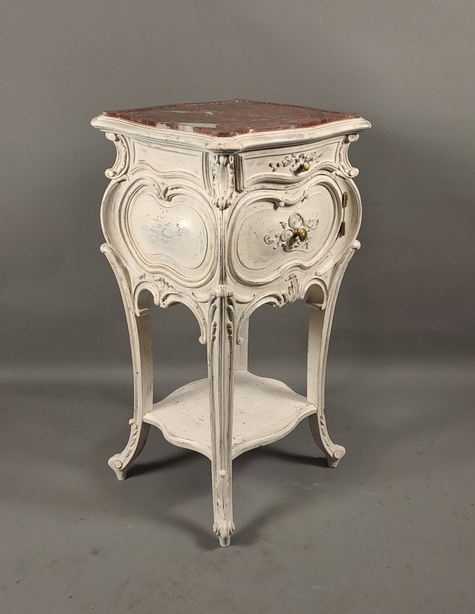 Louis XV Style Rocaille Side Table In Carved And Patinated Walnut-photo-4