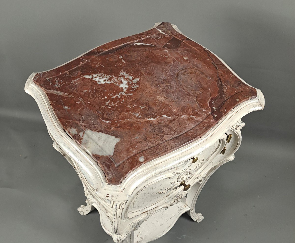 Louis XV Style Rocaille Side Table In Carved And Patinated Walnut-photo-6