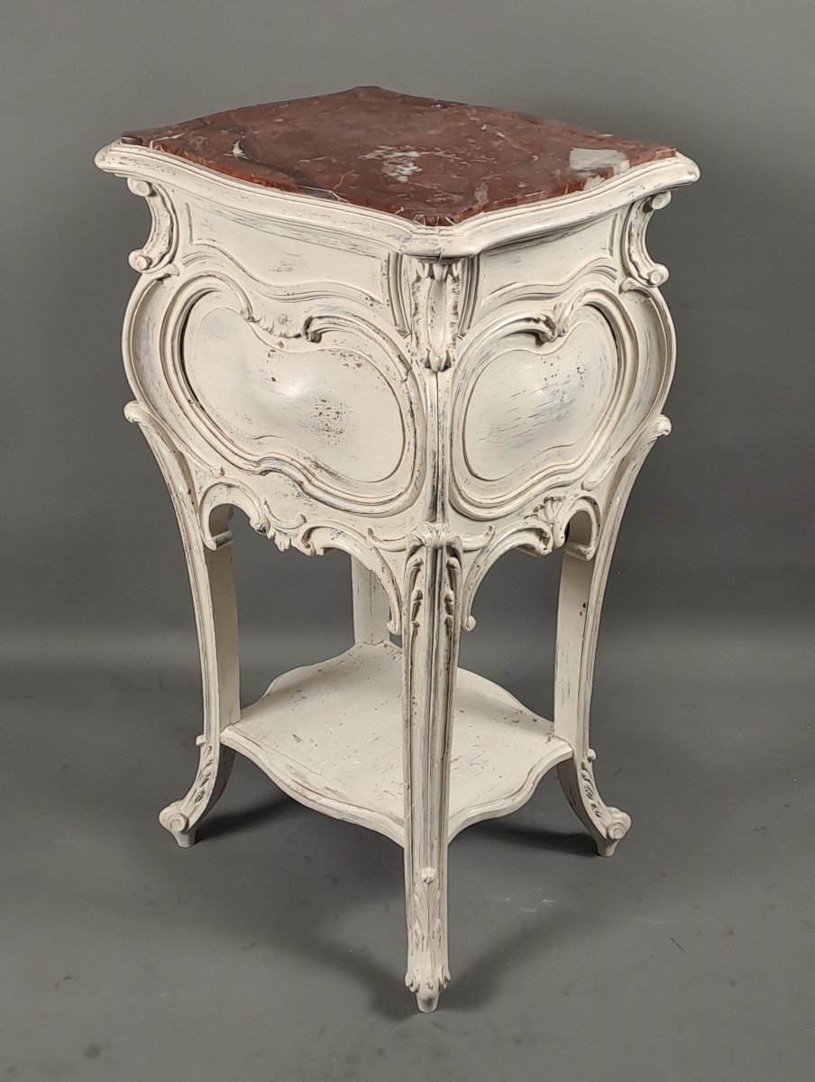 Louis XV Style Rocaille Side Table In Carved And Patinated Walnut-photo-7