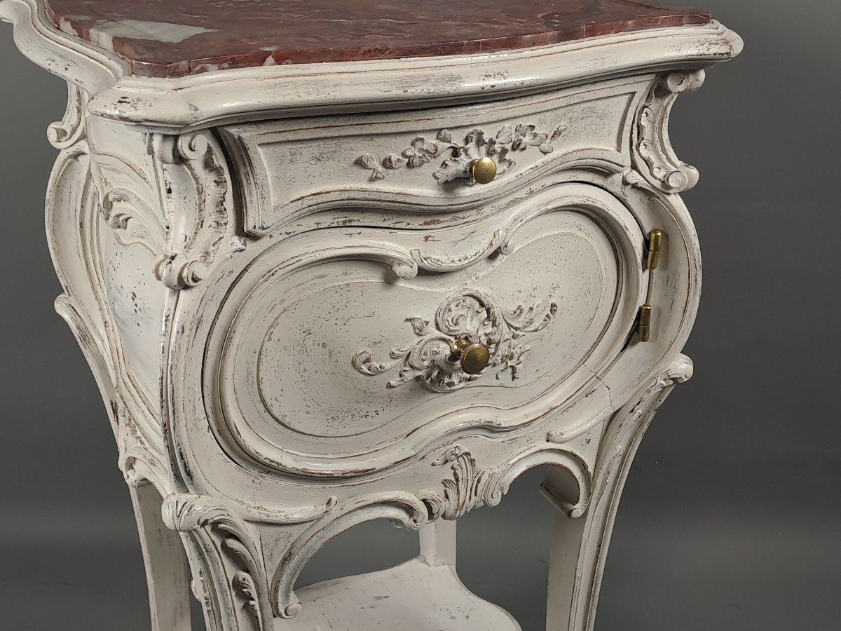 Louis XV Style Rocaille Side Table In Carved And Patinated Walnut-photo-8