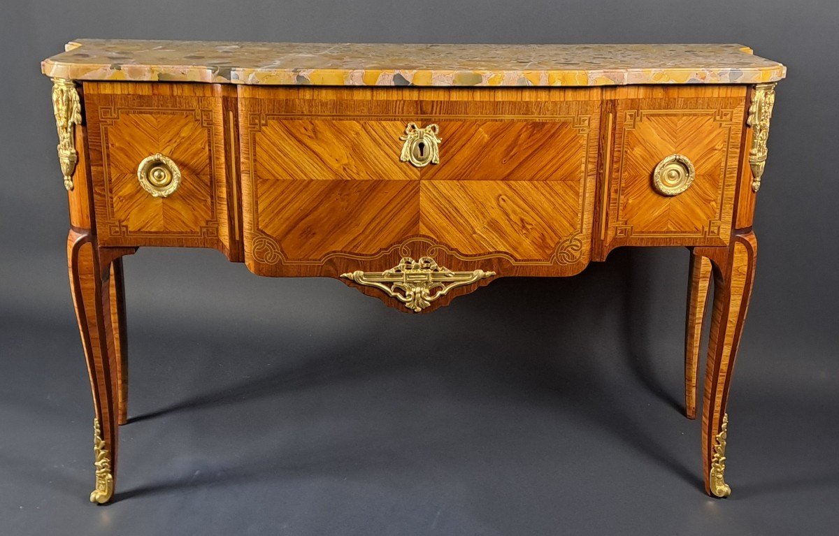 Transition Style Marquetry And Gilt Bronze  Commode-photo-2