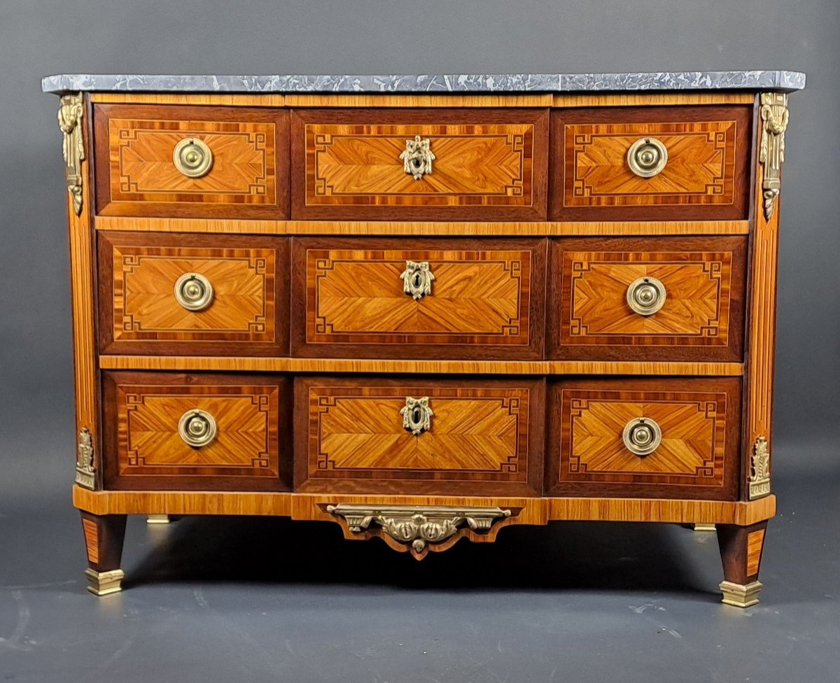 Importante Commode Louis XVI à la Grecque Estampillée MF Roht Et poinçon de jurande-photo-4