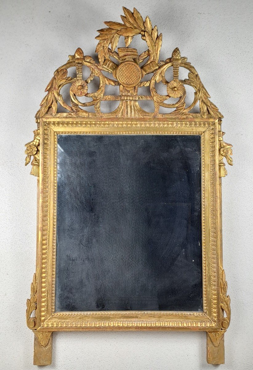 Miroir Louis XVI En Bois Doré-photo-2