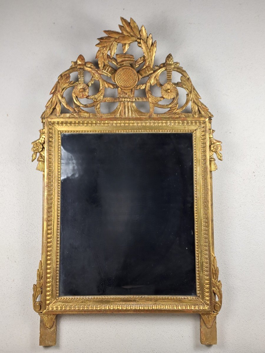 Miroir Louis XVI En Bois Doré-photo-4