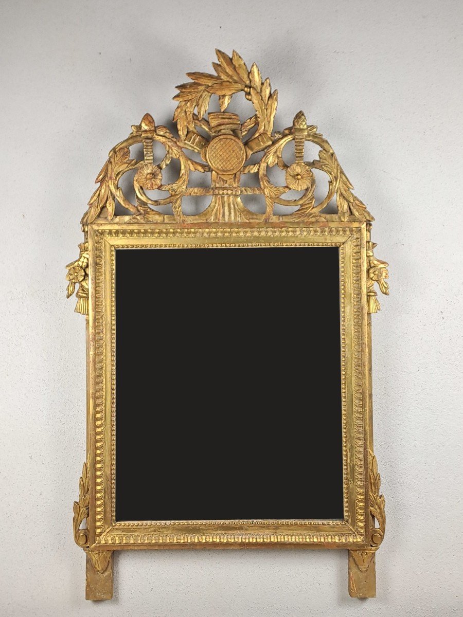 Miroir Louis XVI En Bois Doré-photo-4