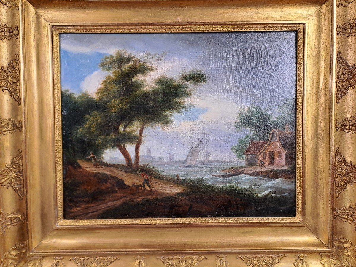 Huile Sur Toile - Ecole Hollandaise Du 18ème Siècle - à l'Approche De La Tempête-photo-4