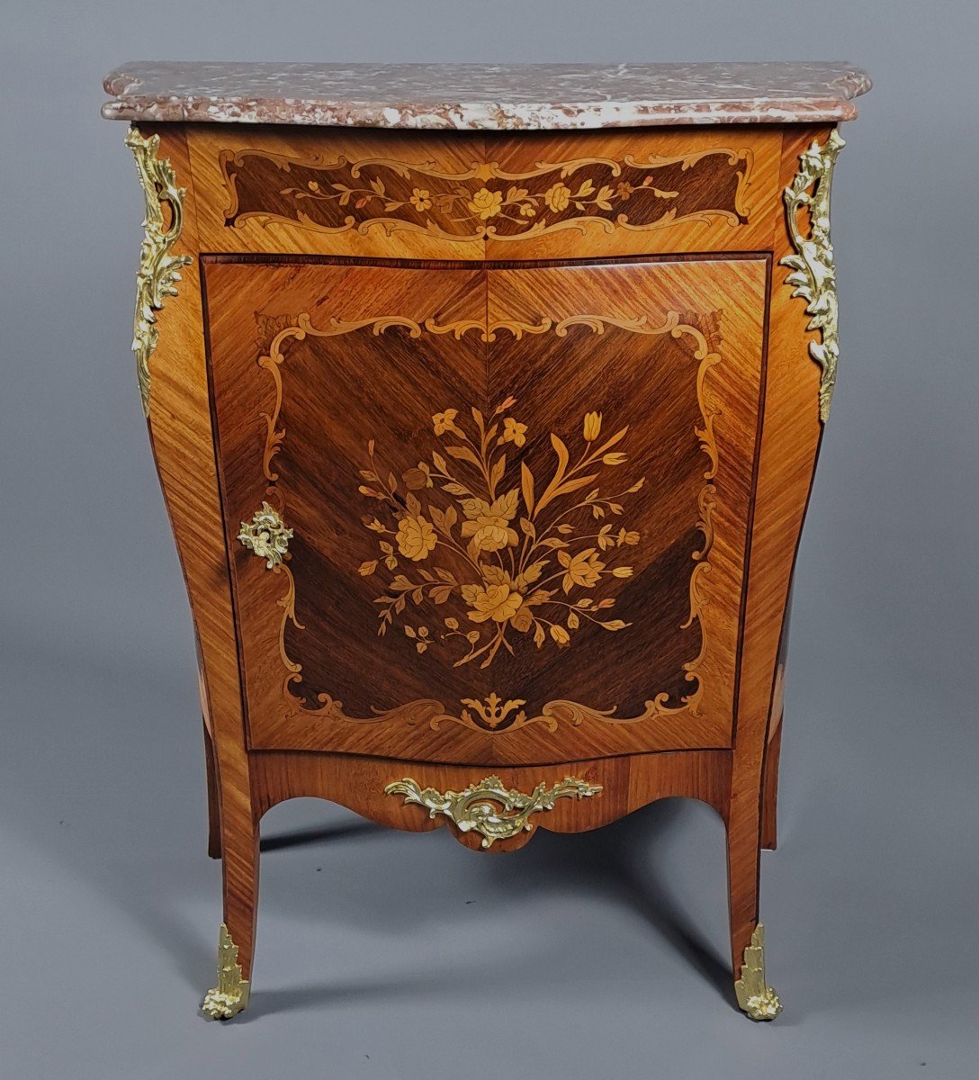 Meuble d'Appui De Style Louis XV En Marquèterie Et Bronze Doré-photo-4