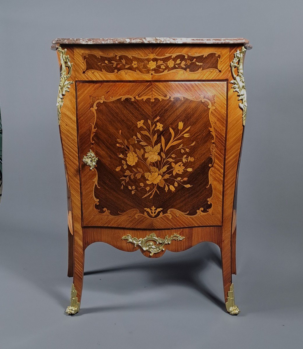 Meuble d'Appui De Style Louis XV En Marquèterie Et Bronze Doré-photo-5