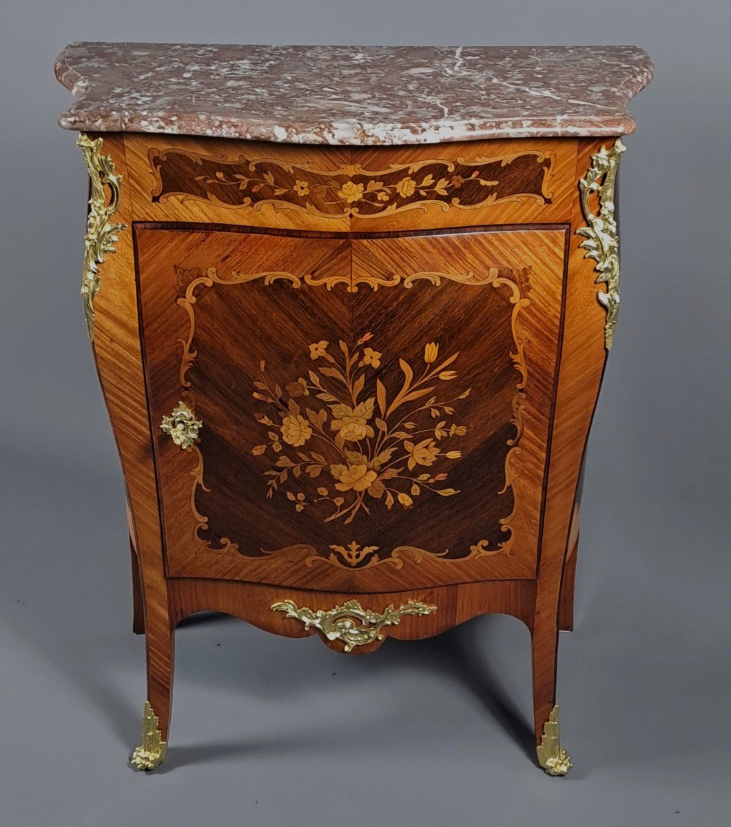 Meuble d'Appui De Style Louis XV En Marquèterie Et Bronze Doré-photo-6