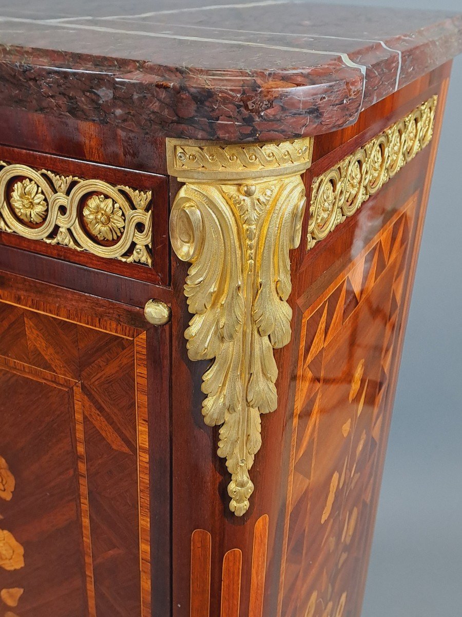 Napoleon III Cabinet In Floral Marquetry And Gilt Bronze-photo-5