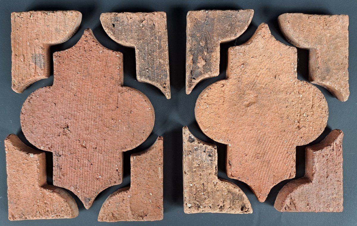 Rare Pair Of 15th Century Terracotta Tiles-photo-2