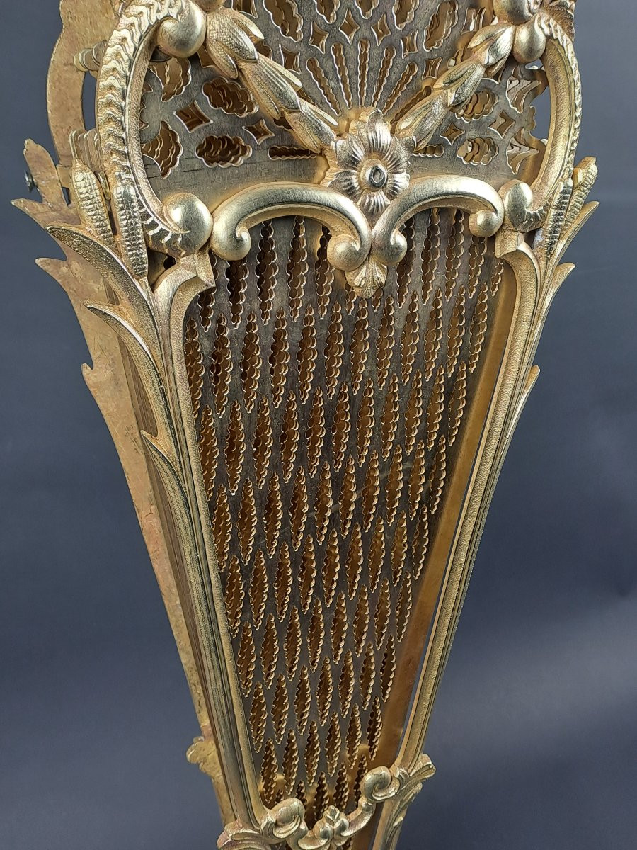 Gilded Bronze Fan-shaped Fire Screen -photo-4