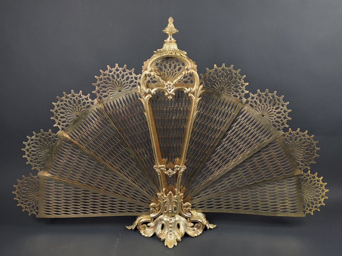 Gilded Bronze Fan-shaped Fire Screen -photo-6