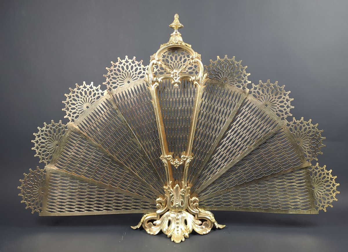 Gilded Bronze Fan-shaped Fire Screen -photo-7